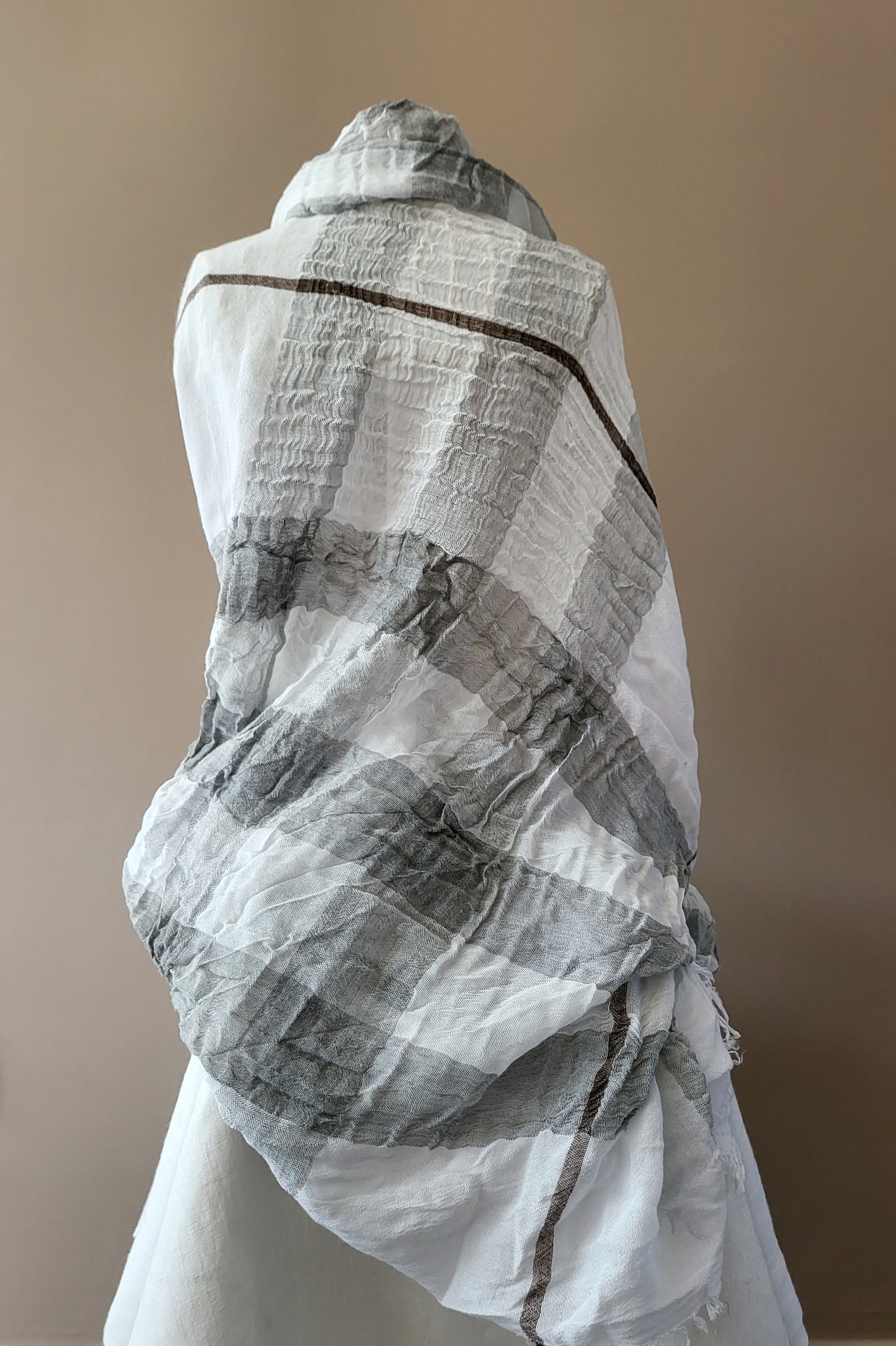 White - Tartan Monte Bianco Stole scarf