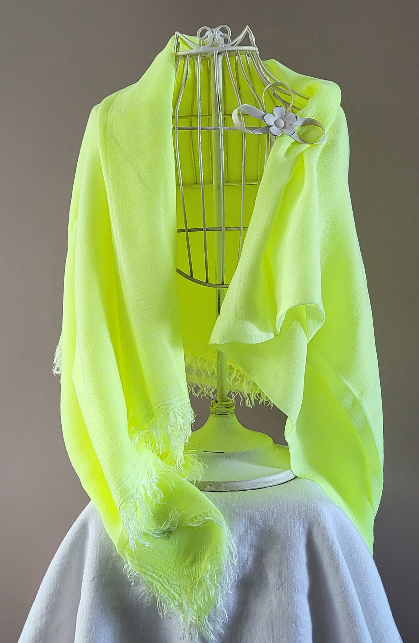 Yellow bamboo stole with a vibrant daffodil-like hue, showcasing a soft and cheerful design