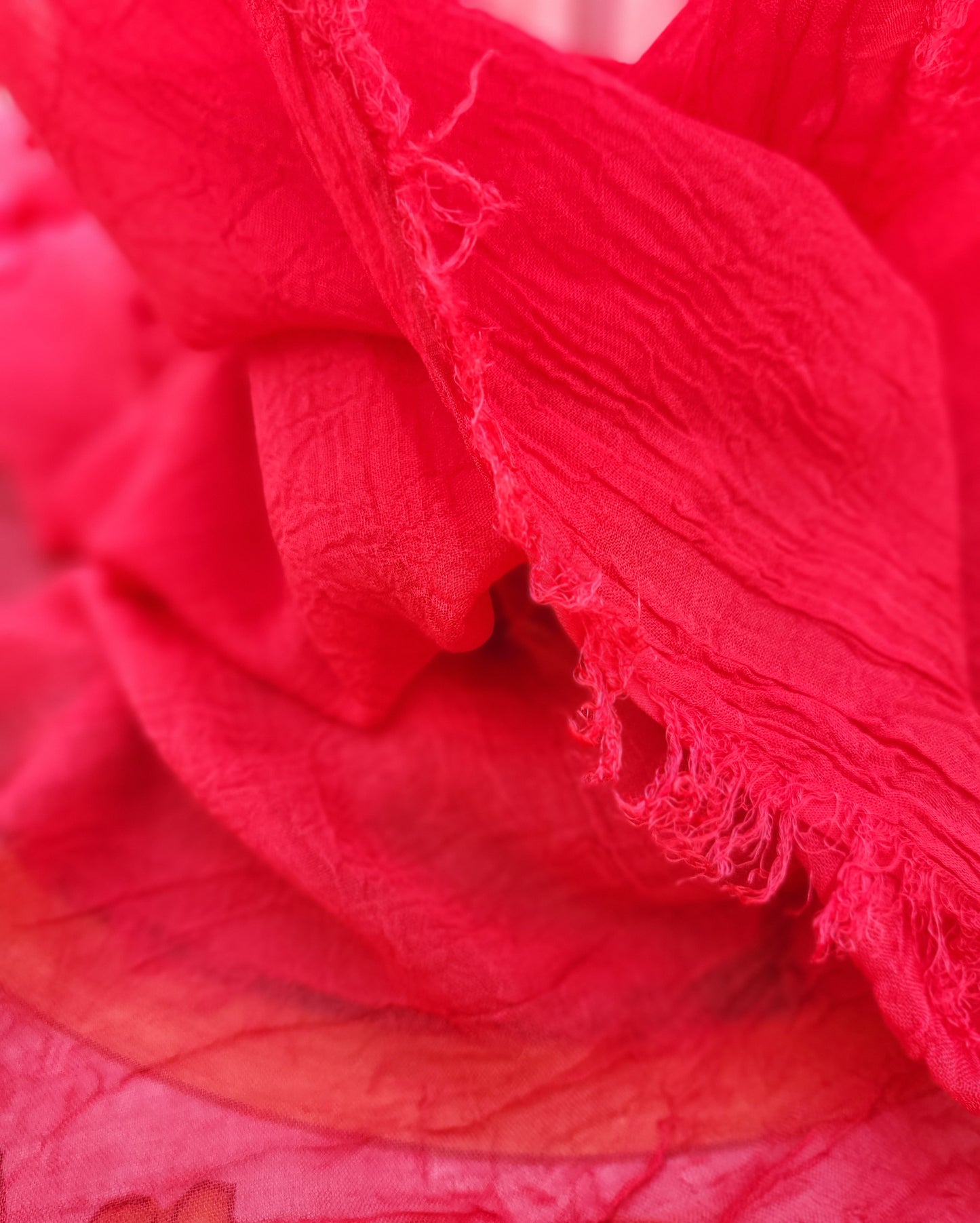 Red bamboo stole with a rich poppy-like hue