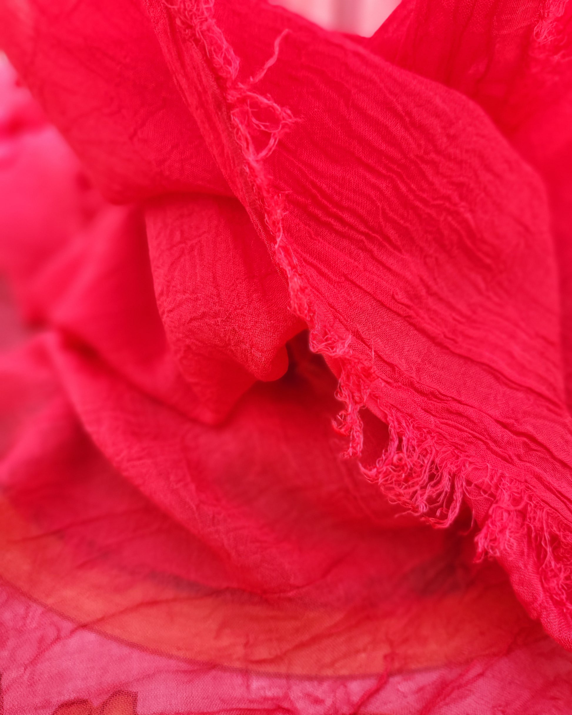 Red bamboo stole with a rich poppy-like hue