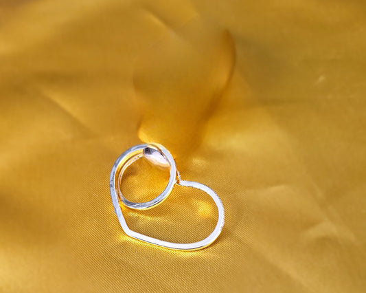 Double Heart Gold Metal Ring with Sparkle – for stole closure or finishing