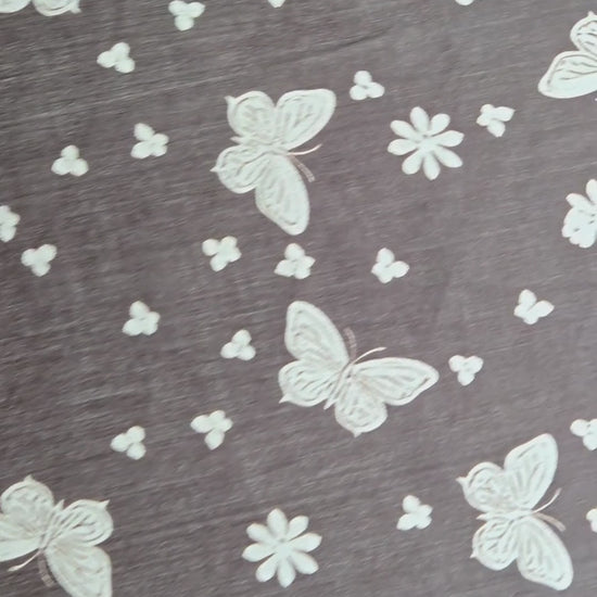 Black Silk scarf with white butterflies