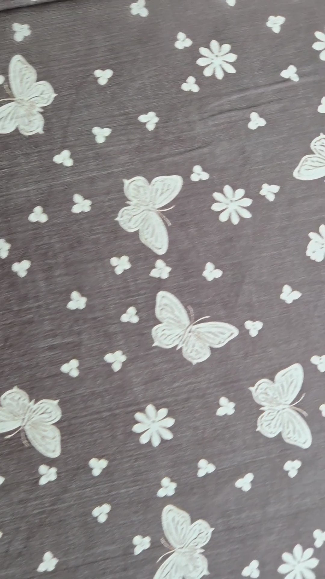 Black Silk scarf with white butterflies