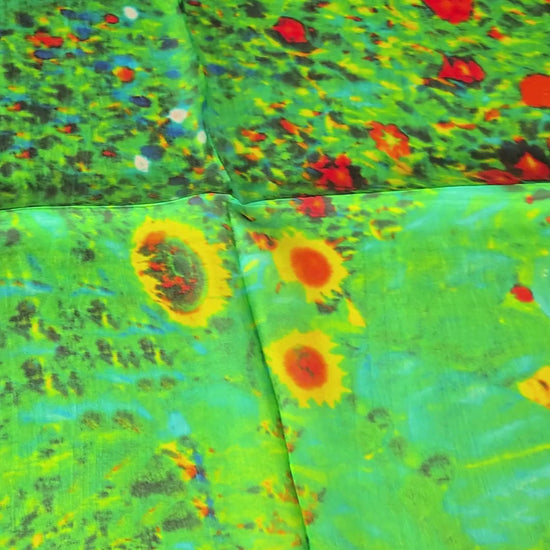 Puppies fields in bllom